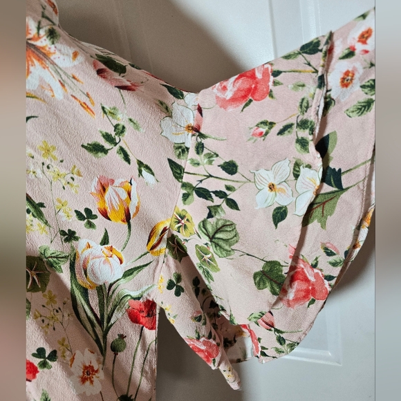 Emma & Olivia Floral Top Blouse Women's XL Tiered Sleeves Poppy Rose - Picture 8 of 11